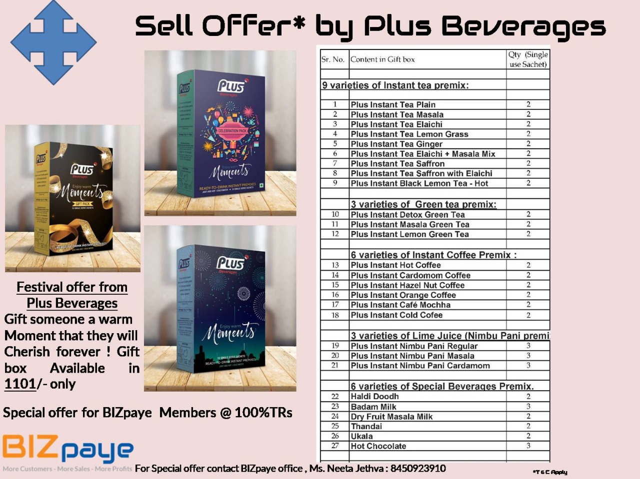 TEA COFFEE PREMIX & BEVERAGES on 50% Trs